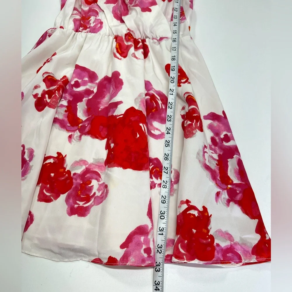 Amanda Uprichard Silk Floral Chelsea Dress Size Small White Pink Red